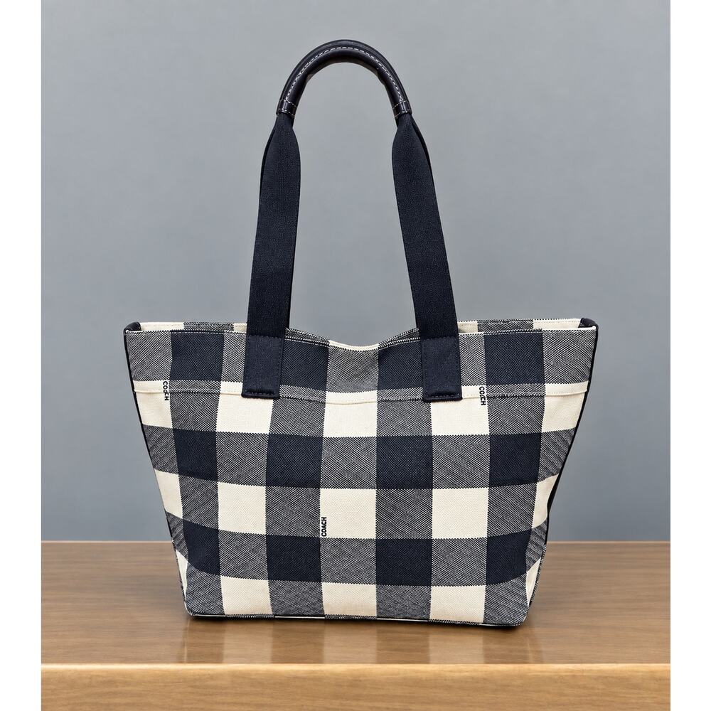 Coach F25919 Buffalo Plaid Canvas Tote Bag & F26620 Large Wristlet - Picture 3 of 14